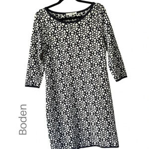 BODEN NWOT PRUDENCE KNIT SWEATER DRESS NAVY BLUE WHITE HEARTS | SIZE: 8